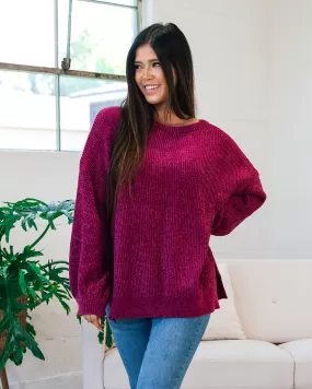 Lost Track Maroon Chenille Sweater