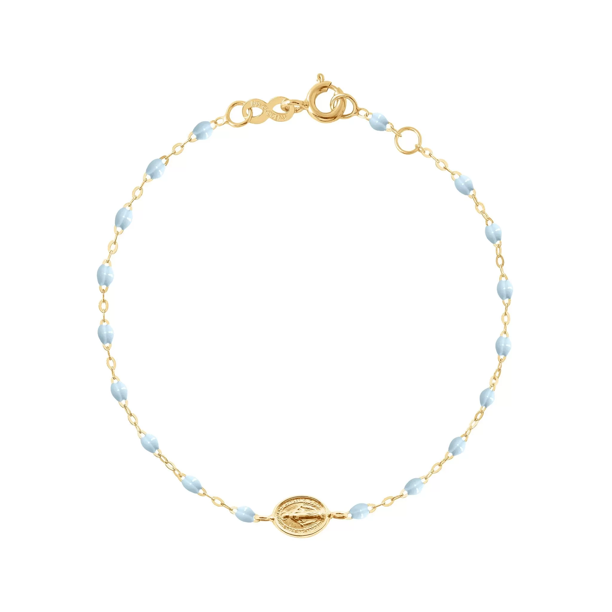 Madone Charm Classic Gigi Baby Blue bracelet, Yellow Gold, 6.7"