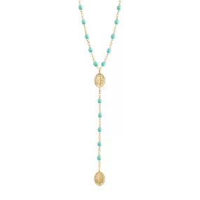 Madone Charm Classic Gigi Lagoon rosary, Yellow Gold, 16.5"