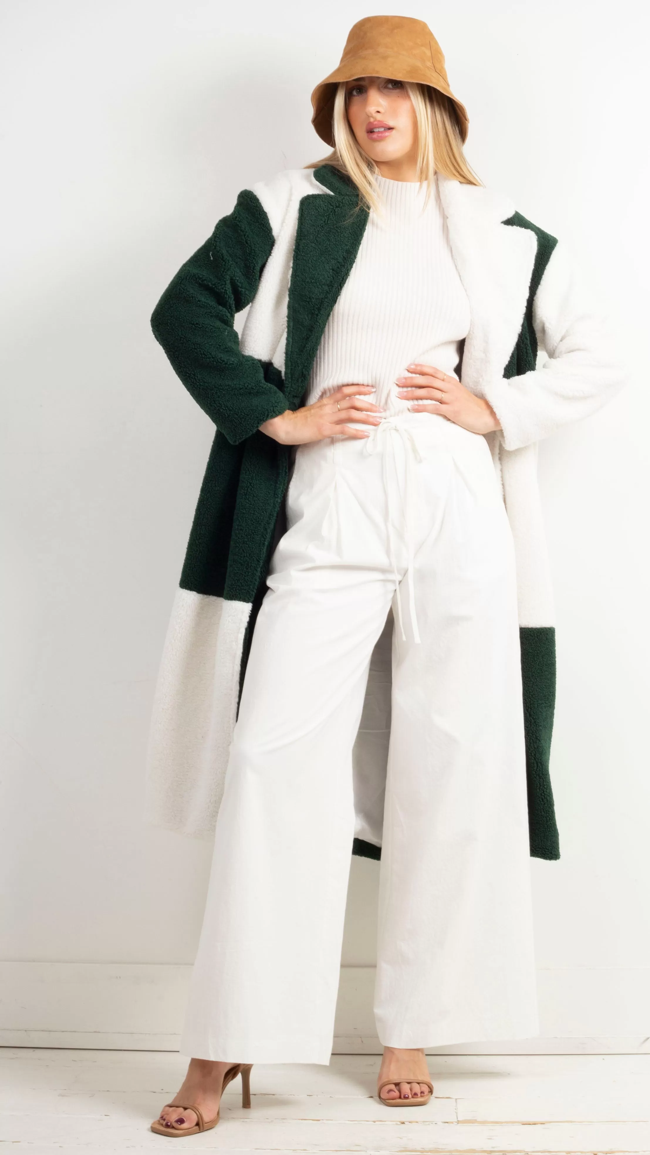 Mari Colorblock Coat - Green/White