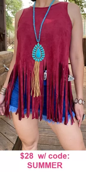 Maroon Fringe Tank