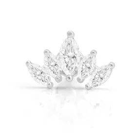 Marquise Cut 5-Petal Lotus Flat Back Stud