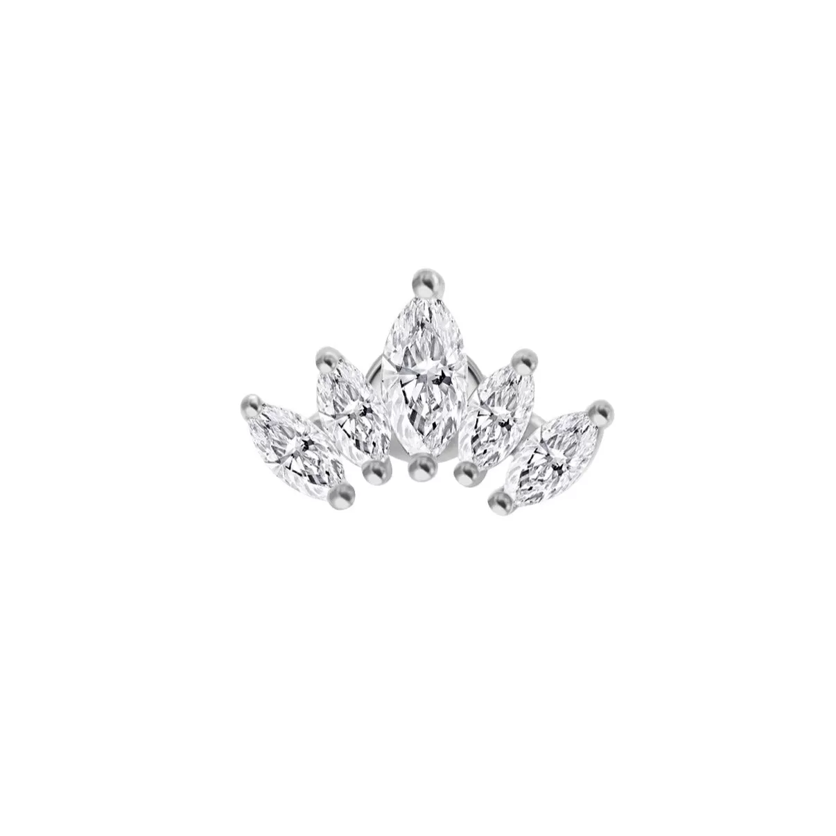 Marquise Cut 5-Petal Lotus Flat Back Stud