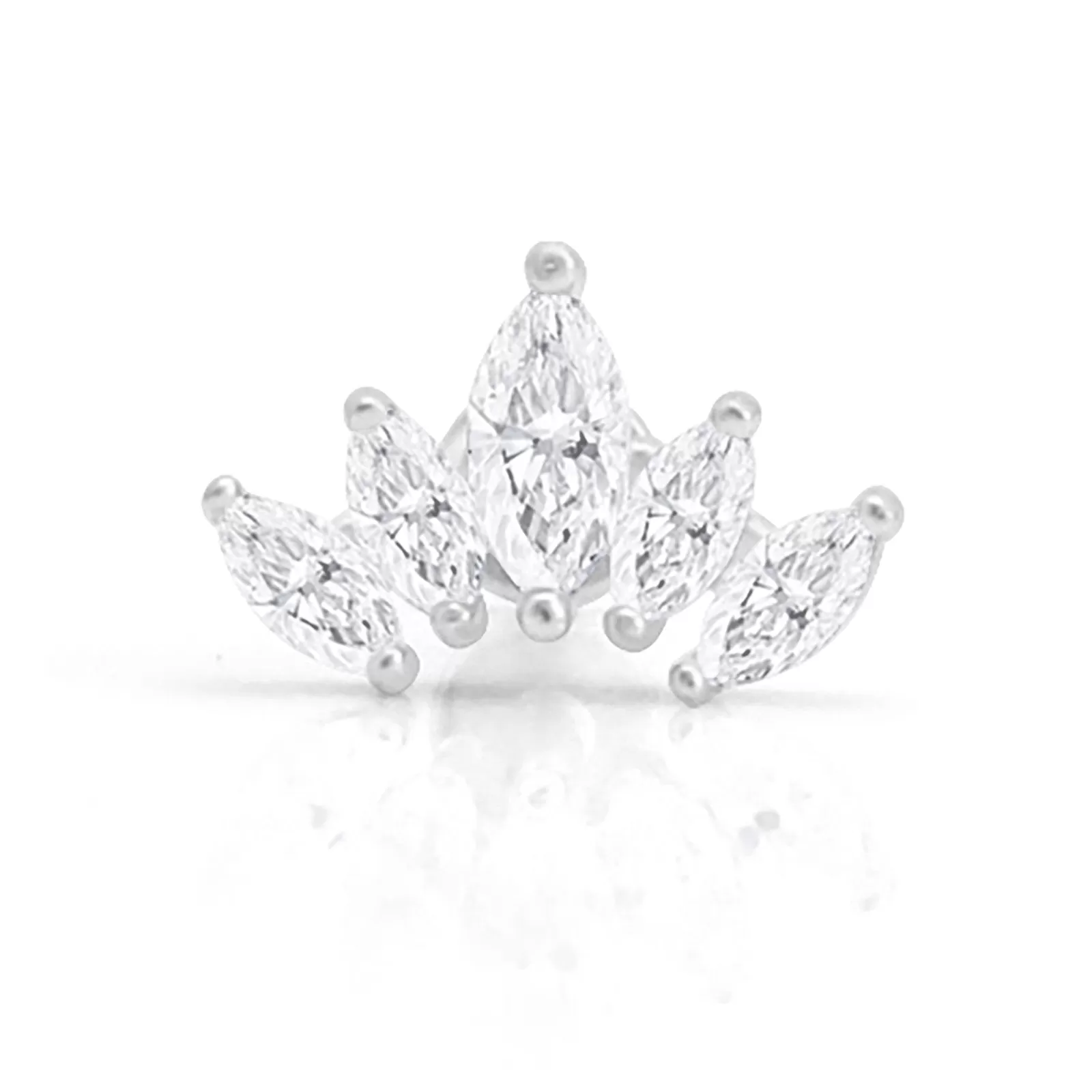 Marquise Cut 5-Petal Lotus Flat Back Stud