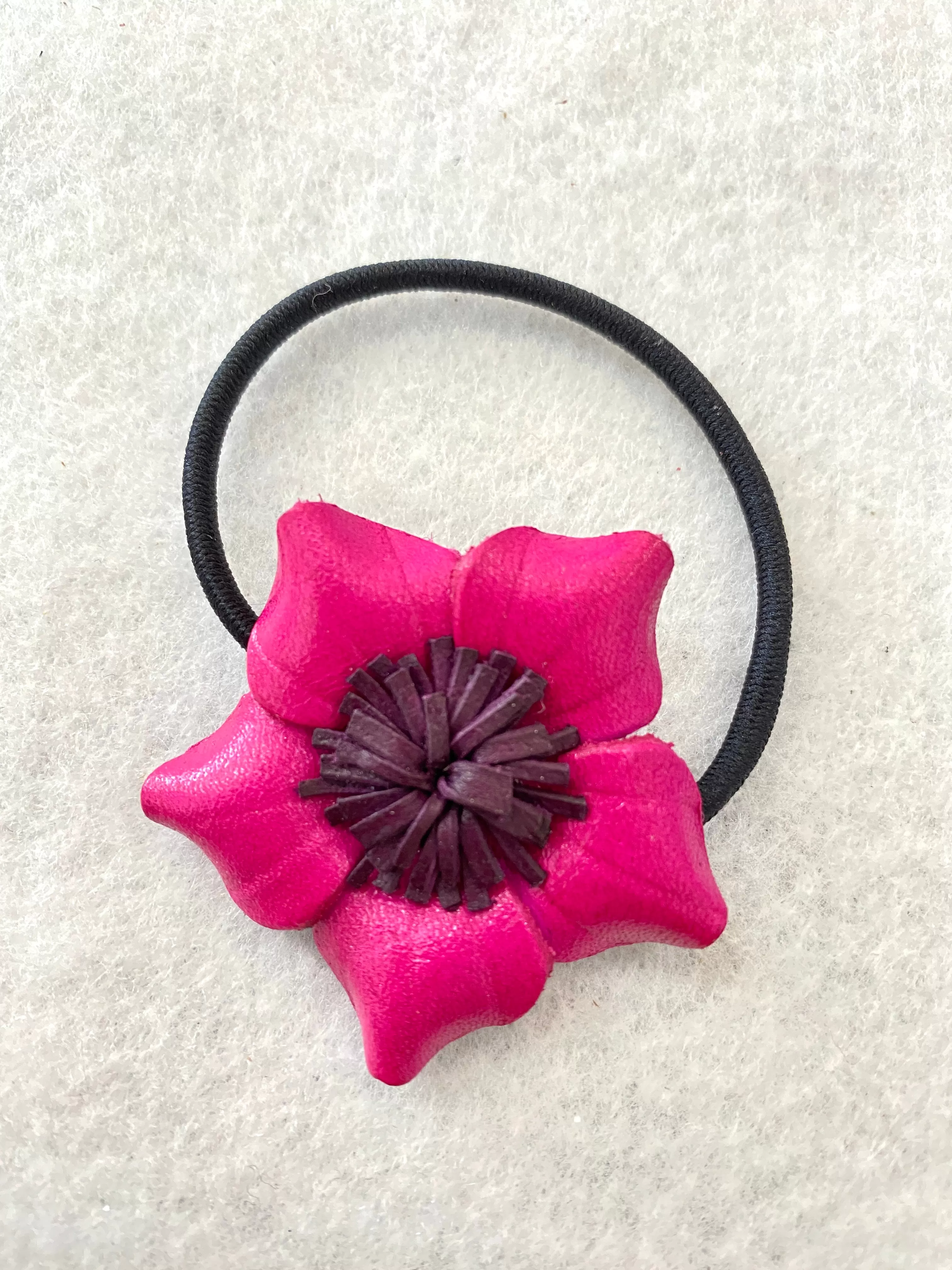 Medium Genuine Leather Flower Scrunchies / Hair Ties