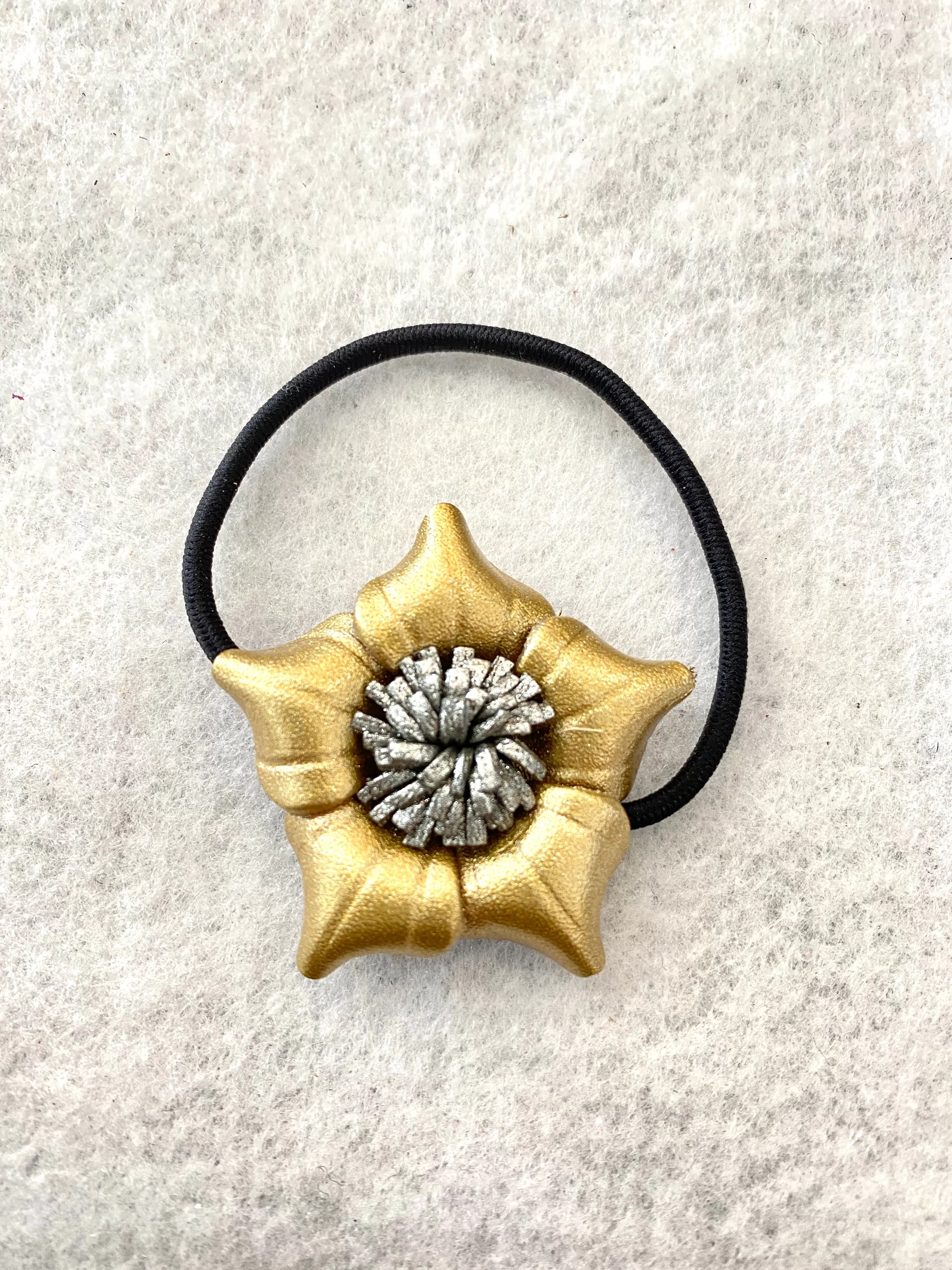 Medium Genuine Leather Flower Scrunchies / Hair Ties