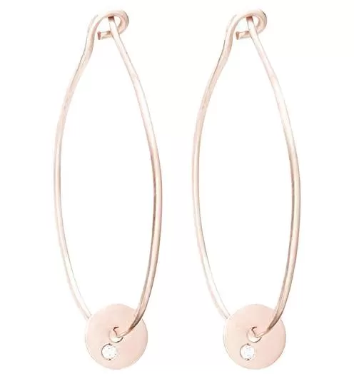 Medium Hoop Earrings With Diamond Disk