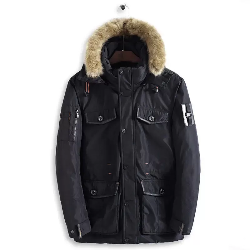 Men Winter Long Cotton Jacket Warm Clothing