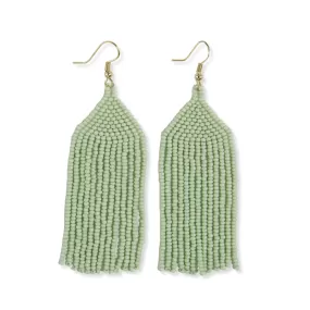 Michele Solid Beaded Fringe Earrings, Mint | Ink   Alloy