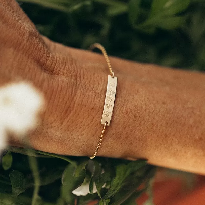 Mini Bar Birth Flower Bracelet