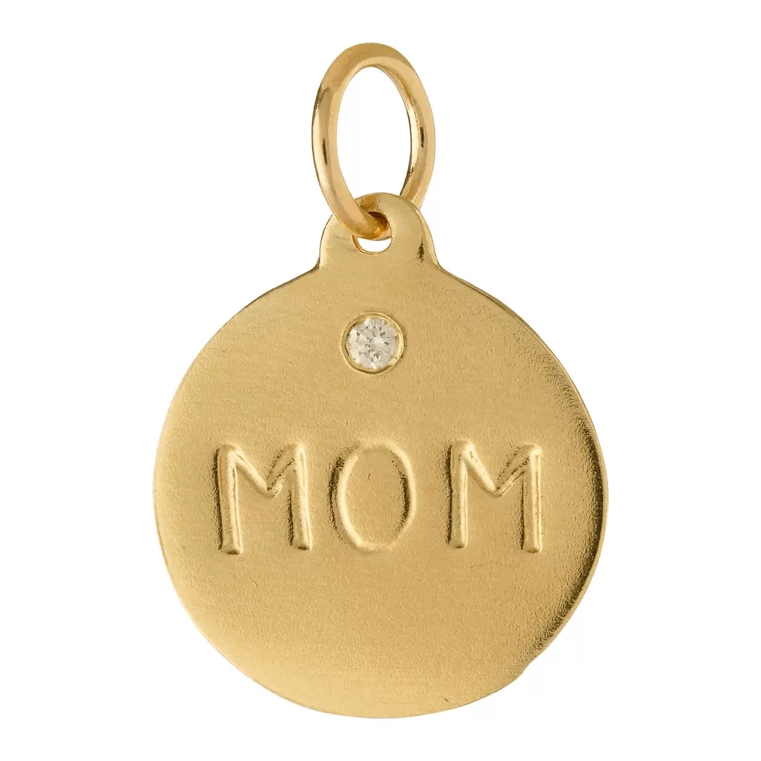 Mom Disk Charm With Diamond