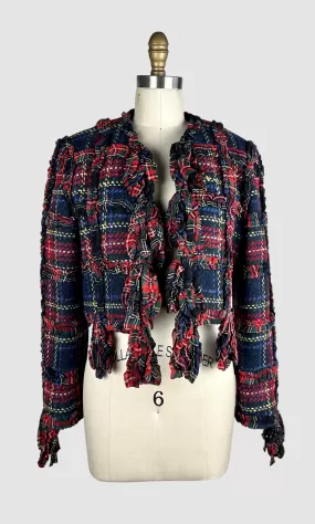 MOSCHINO CHEAP & CHIC 90s Cropped Wool Tweed Tartan Jacket  Small