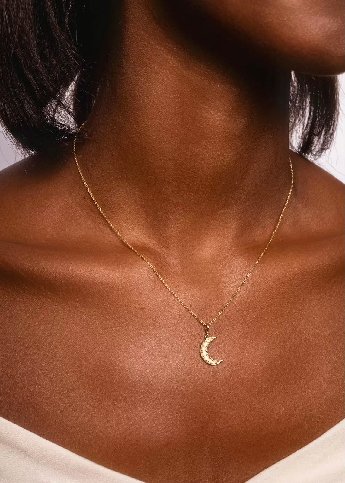 Natural Opal Moon Necklace