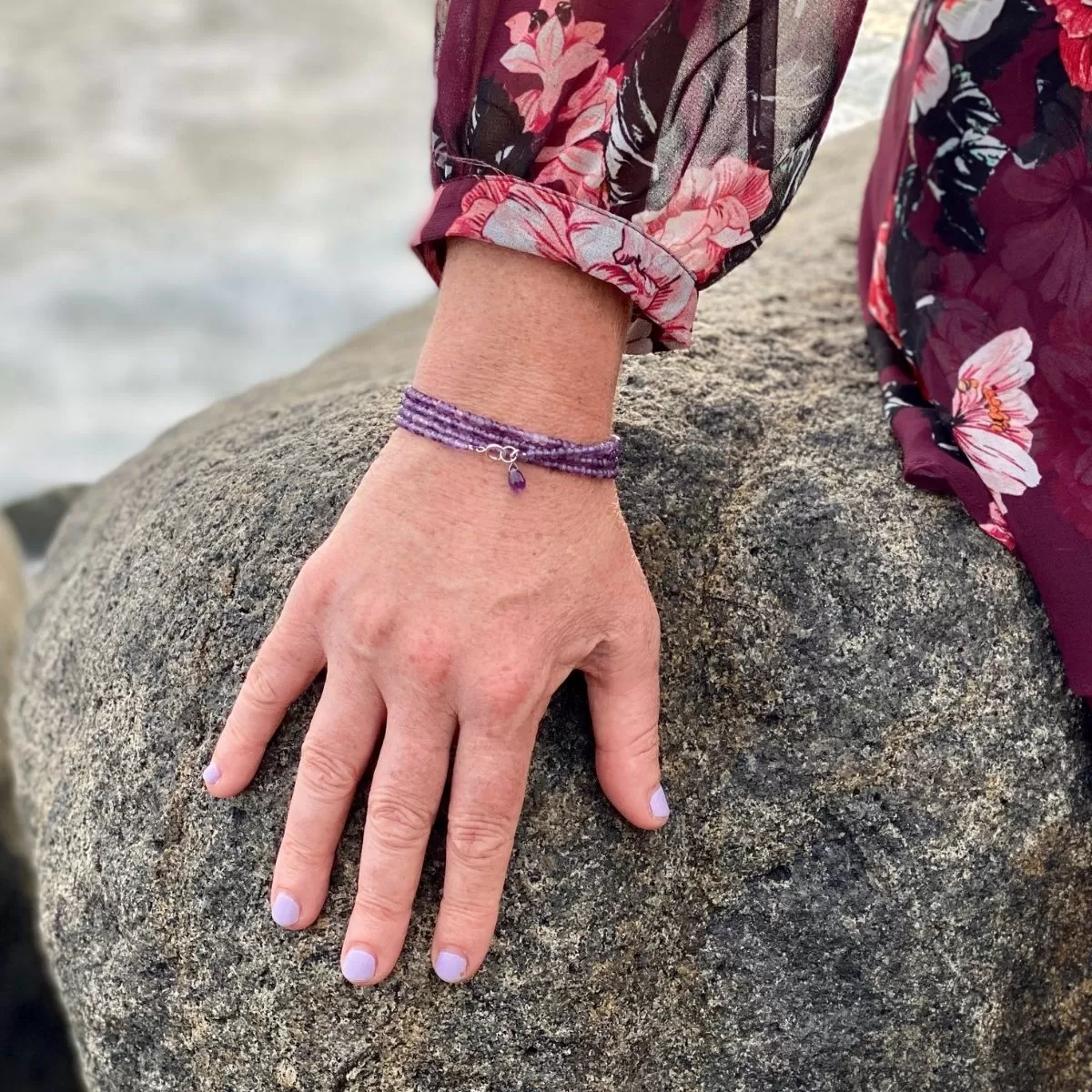 Never Lose Hope Jewelry Set with Amethyst Wrap Bracelet