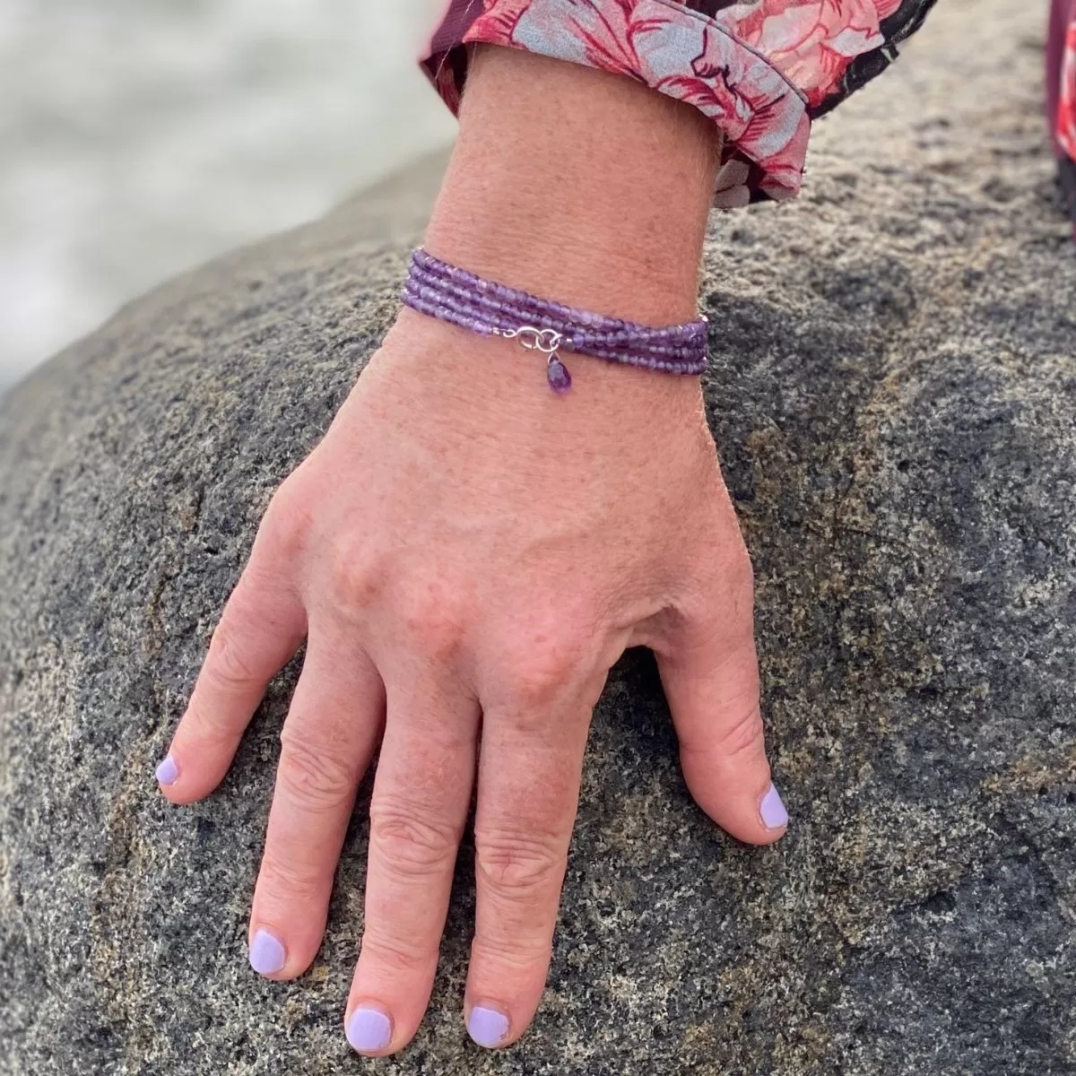 Never Lose Hope Jewelry Set with Amethyst Wrap Bracelet