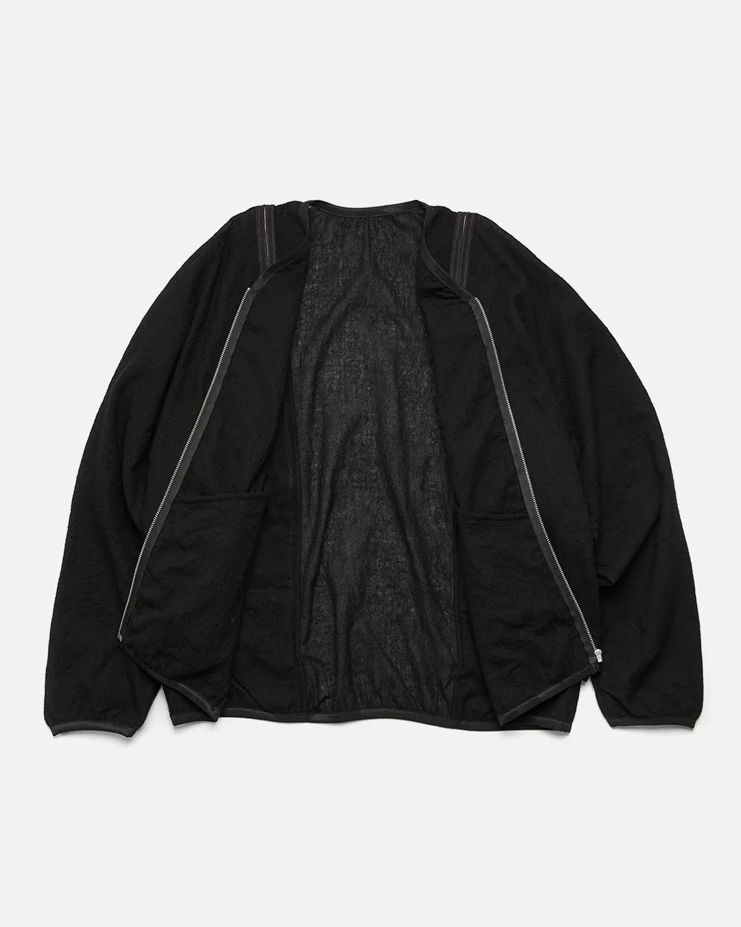 Noren Zip Cardigan Wool Gauze - Black