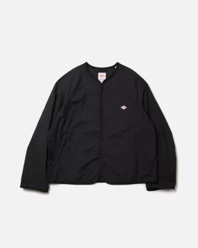 Nylon Tusser Collarless Jacket - Black