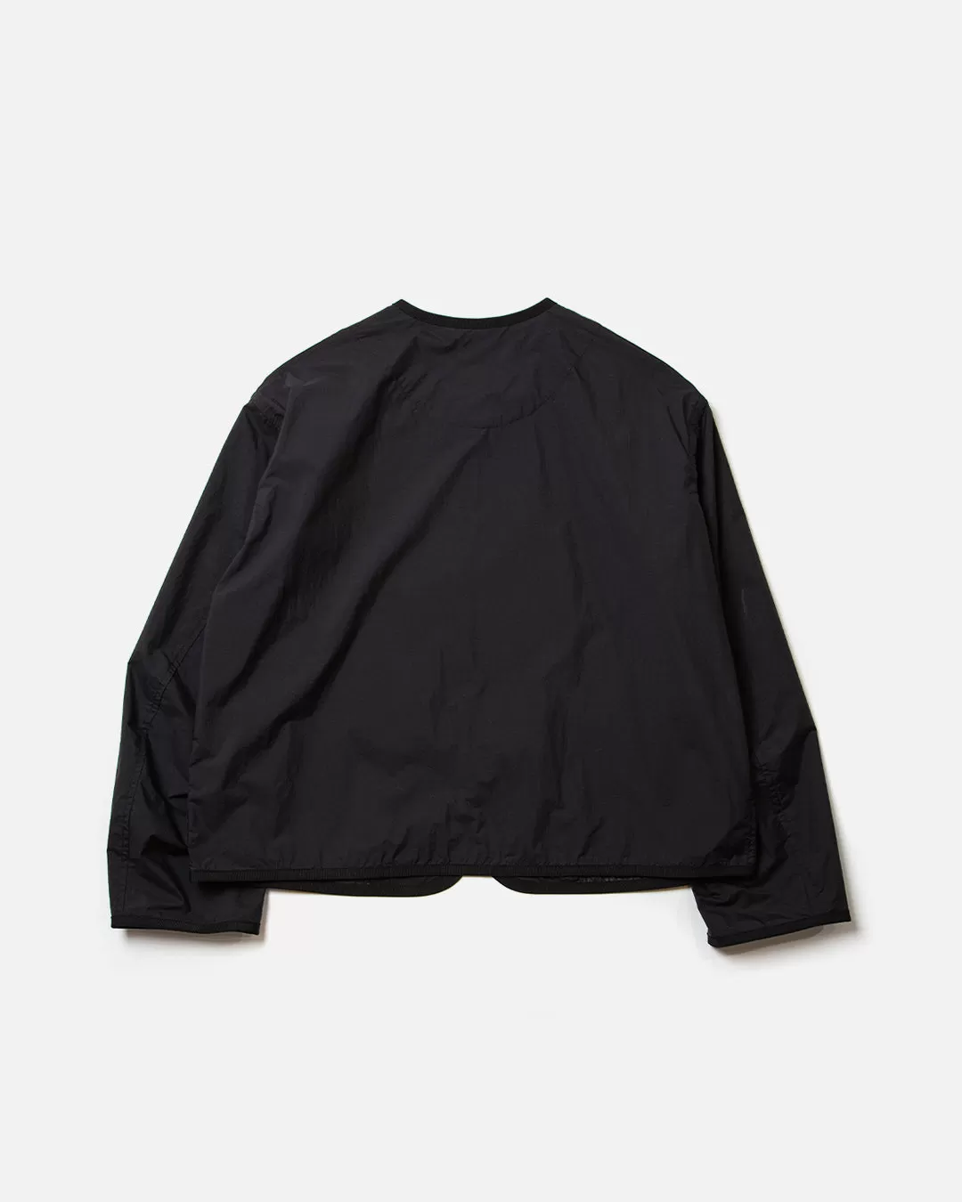 Nylon Tusser Collarless Jacket - Black