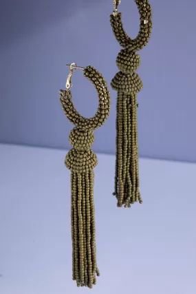 Olive Long Beaded Earrings