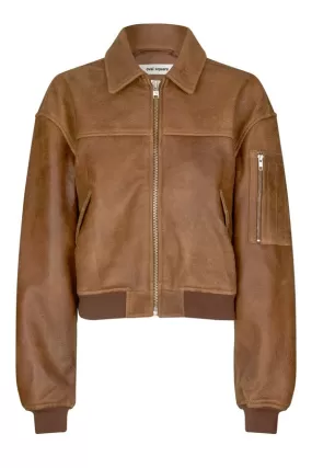 oval square Rocky Leather Bomber Used Brown