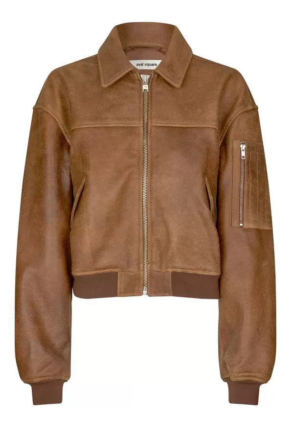 oval square Rocky Leather Bomber Used Brown