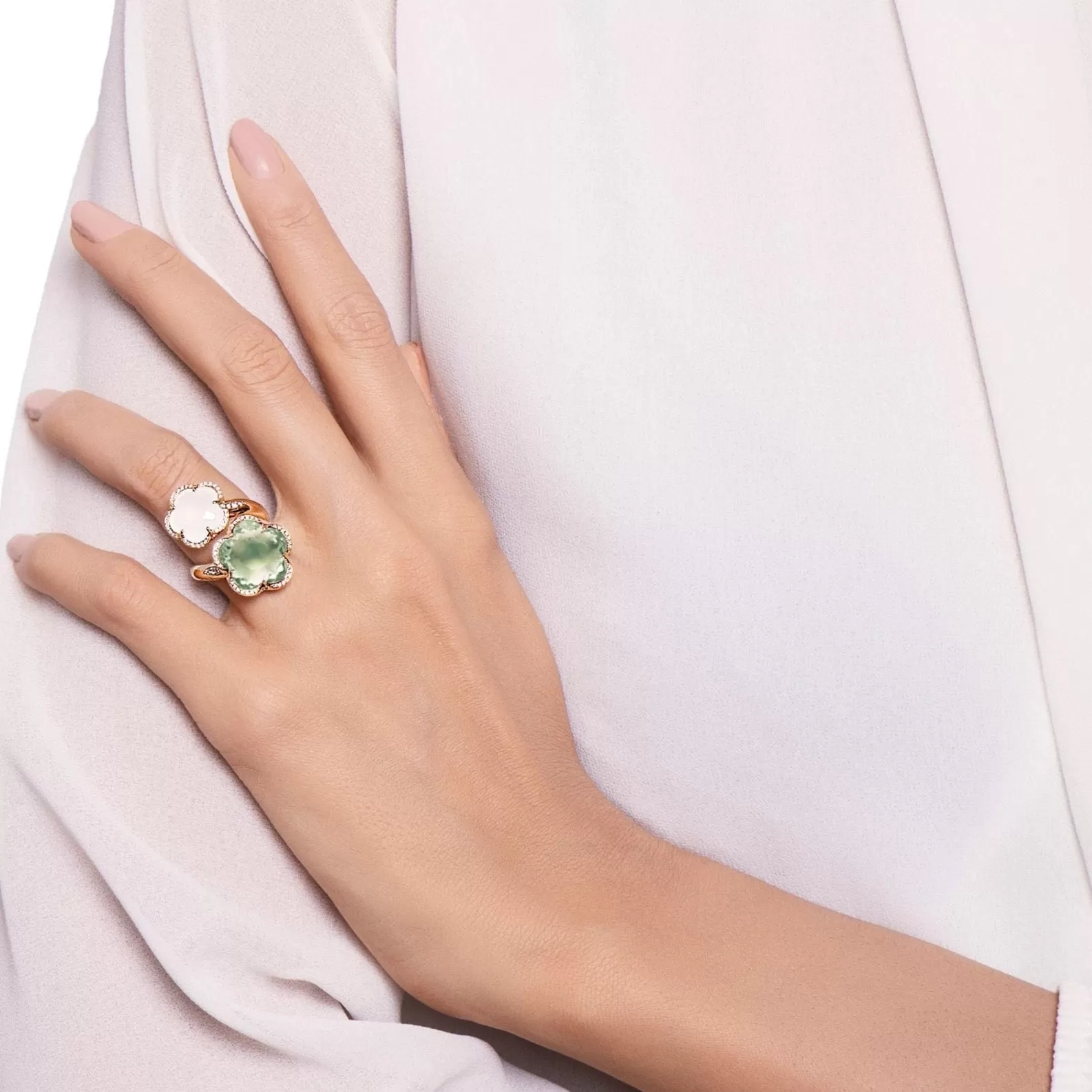 Pasquale Bruni - Bon Ton - Ring, 18k Rose Gold, Prasiolite, Milky Quartz and Diamonds