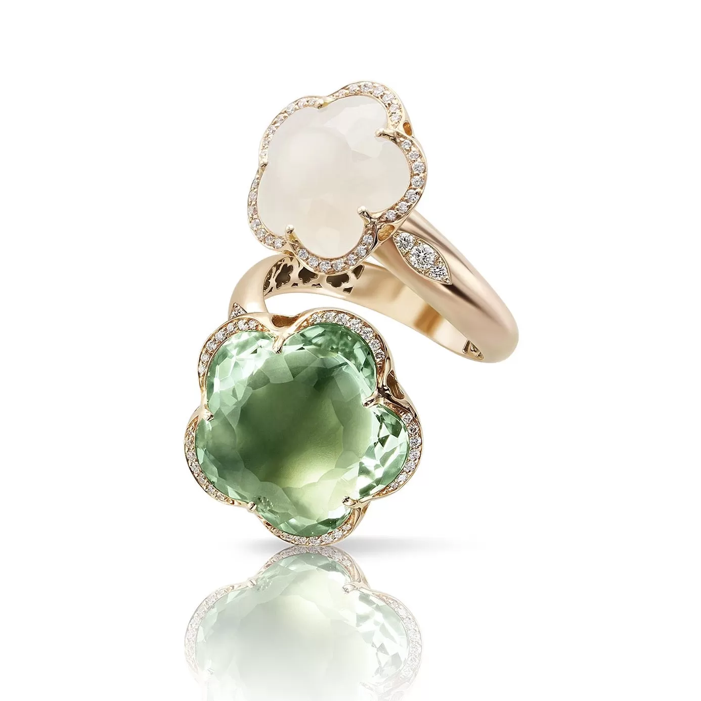 Pasquale Bruni - Bon Ton - Ring, 18k Rose Gold, Prasiolite, Milky Quartz and Diamonds