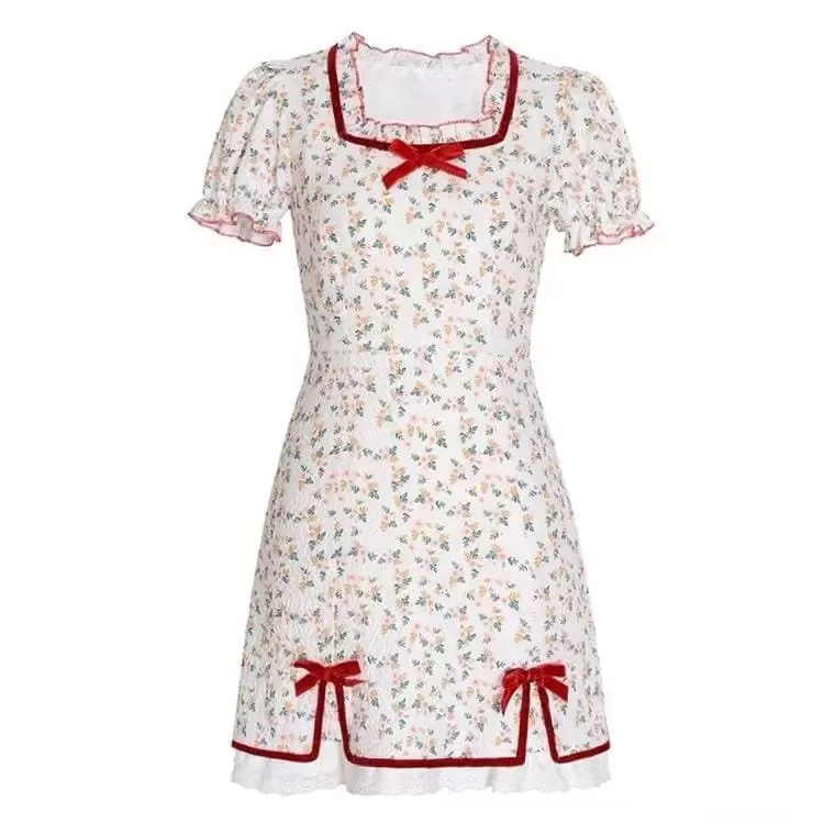 Petal Forest Kawaii Princess Floral Cottage Mini Dress