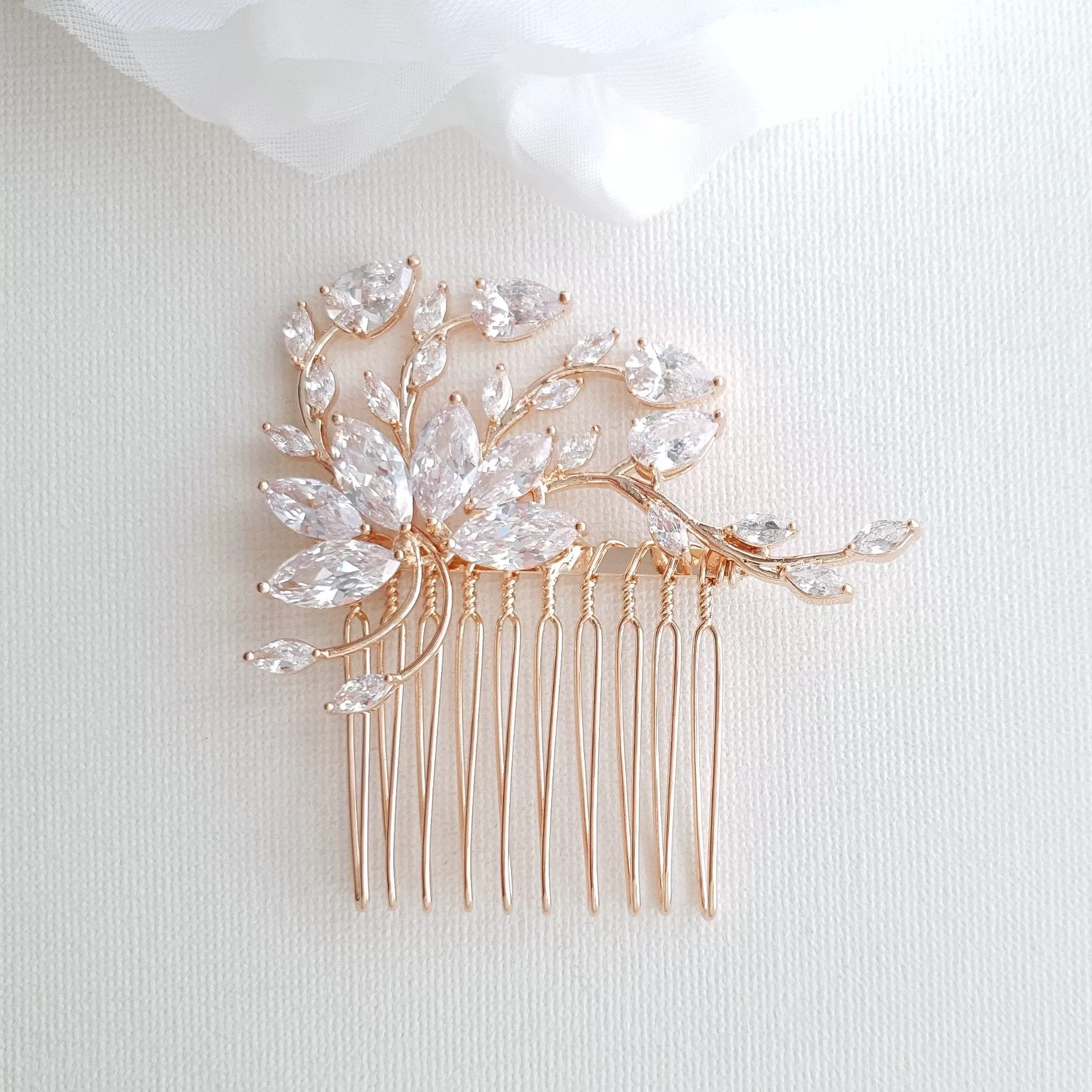 Petite Flower Hair Comb Wedding-Kika