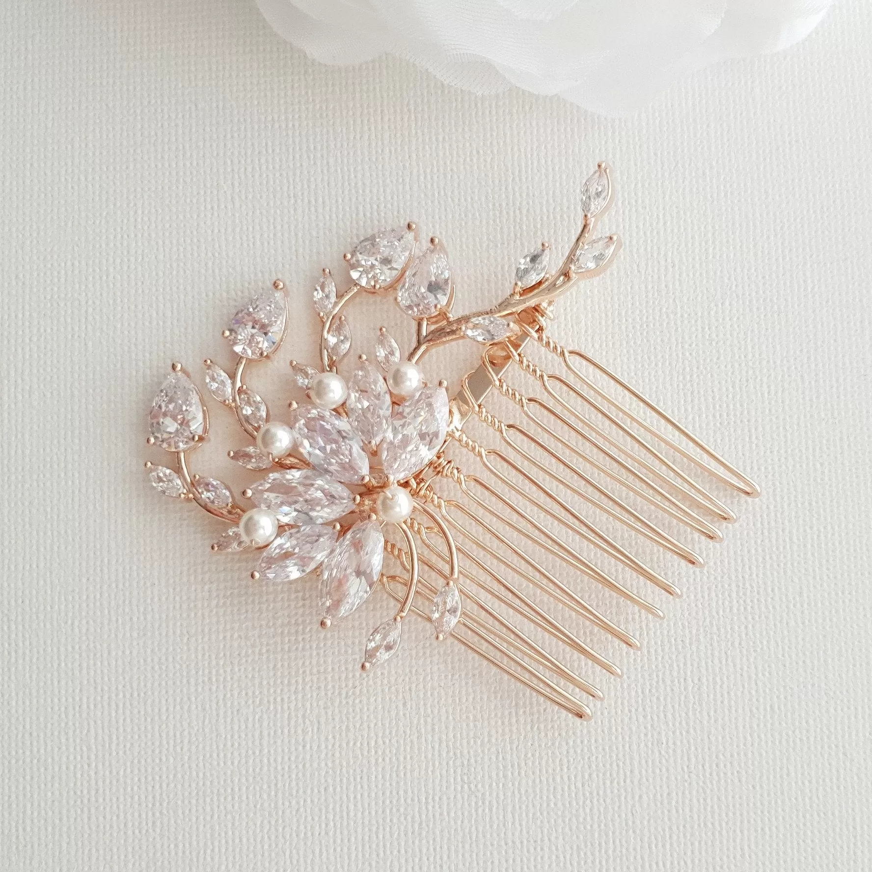 Petite Flower Hair Comb Wedding-Kika