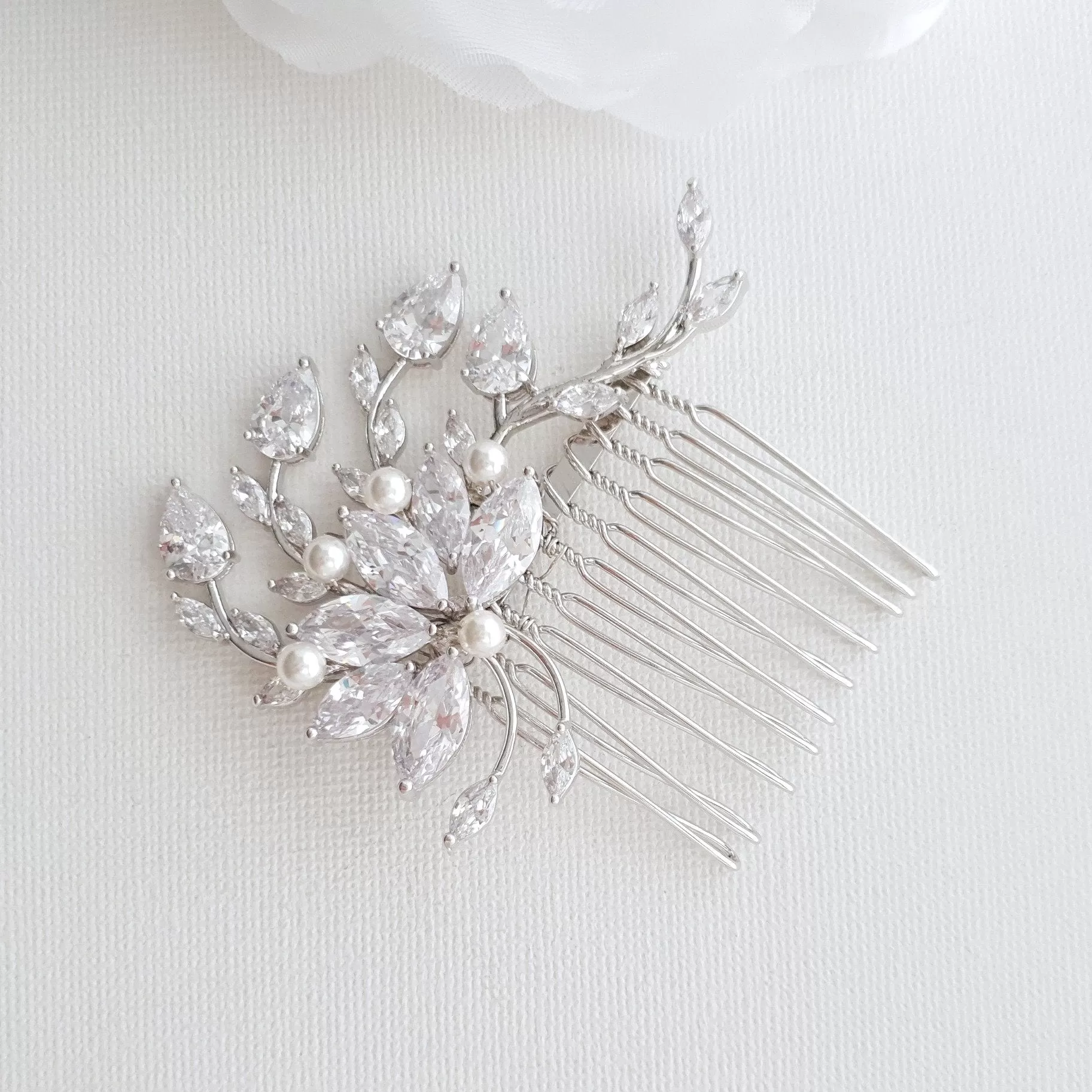 Petite Flower Hair Comb Wedding-Kika