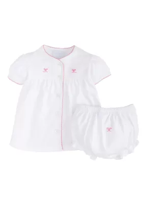 Pinpoint Layette Knit Set - Bow