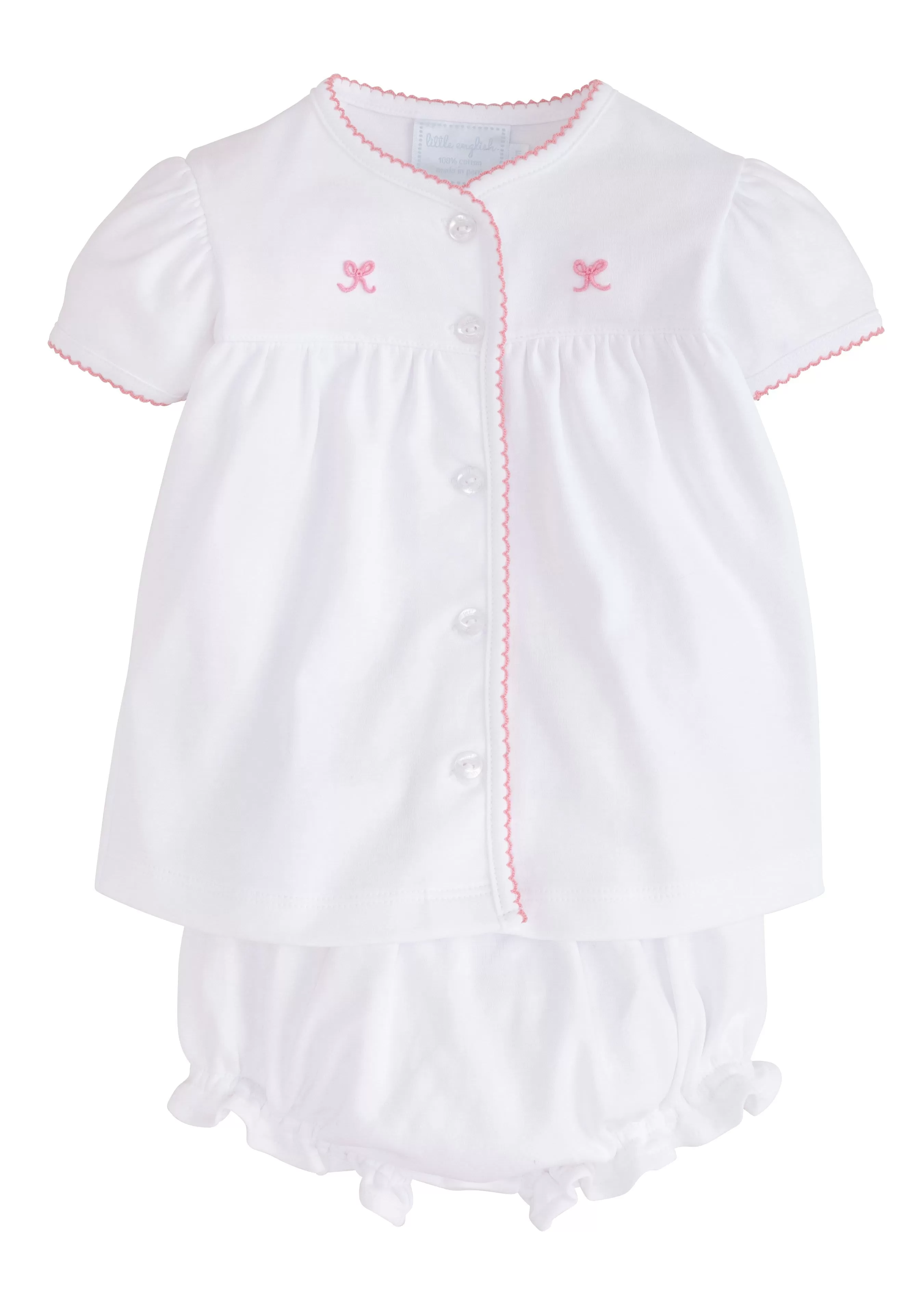 Pinpoint Layette Knit Set - Bow