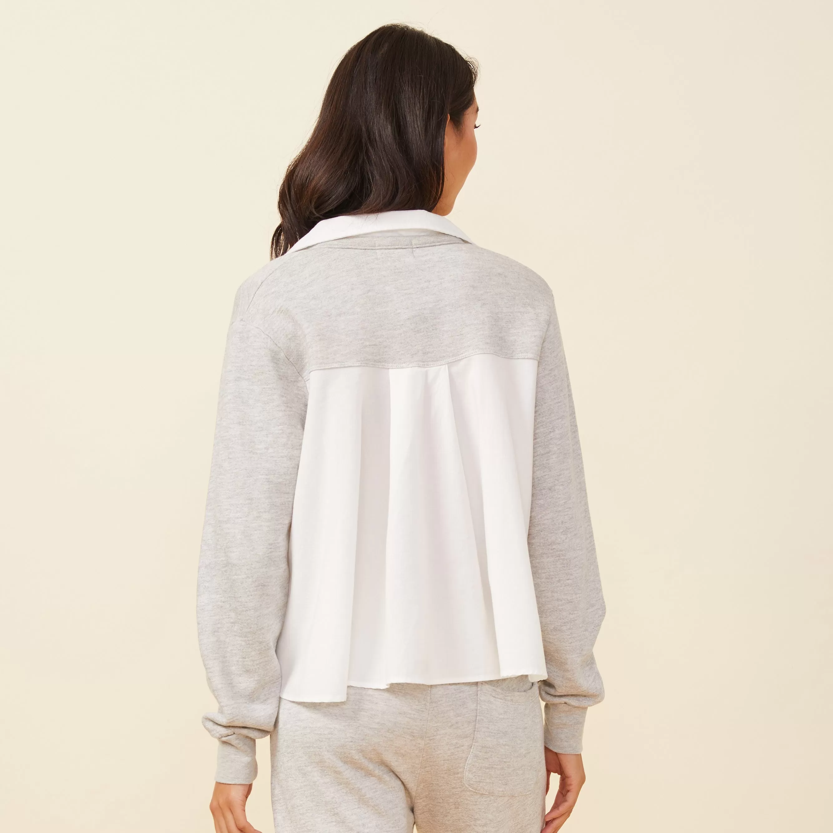 Poplin Mix Collar Sweatshirt