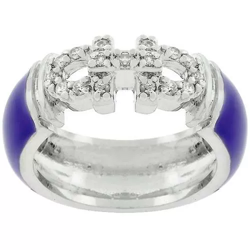 Purple Enamel Cubic Zirconia Ring