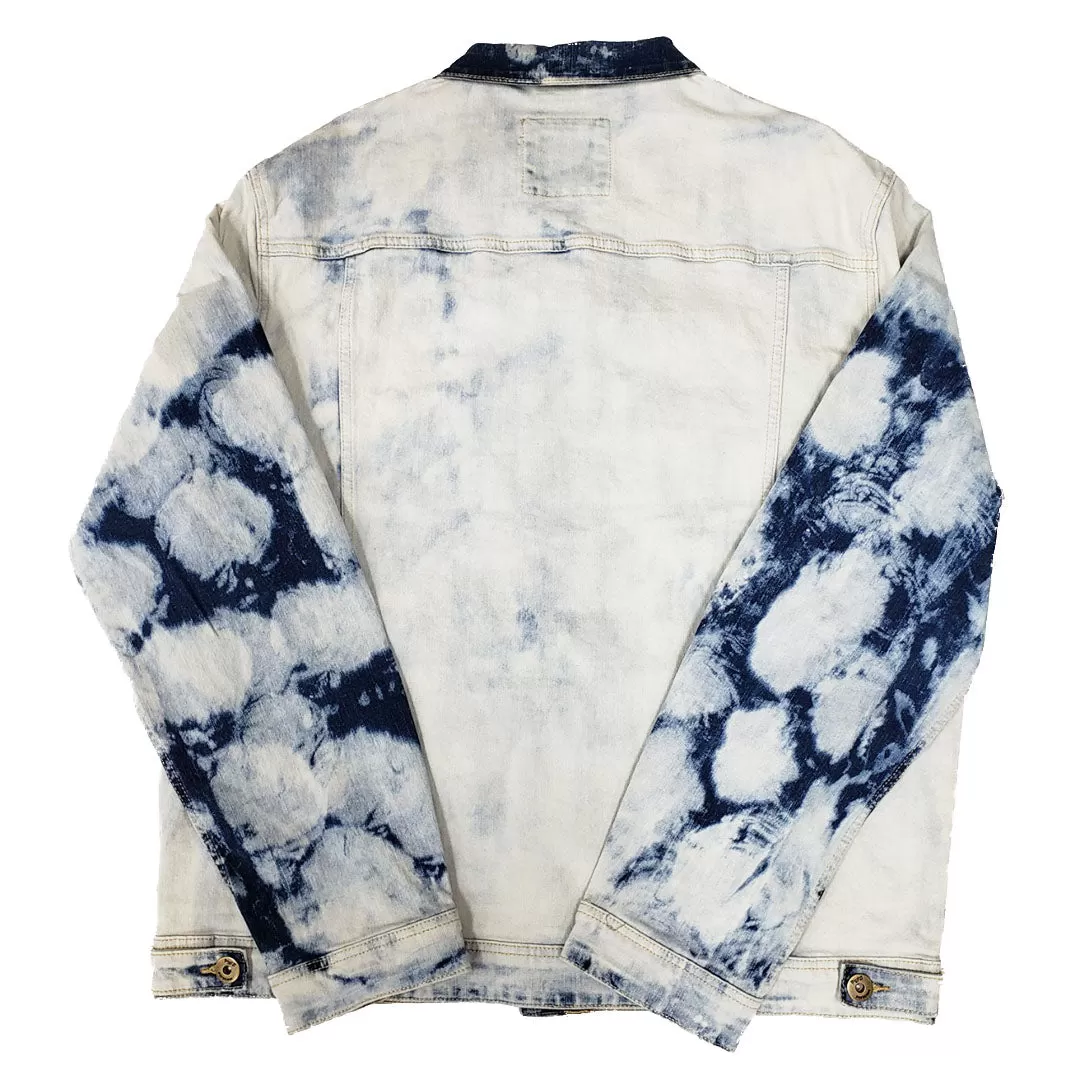 PYFDENIM Acid Washed Light Blue Denim Jacket