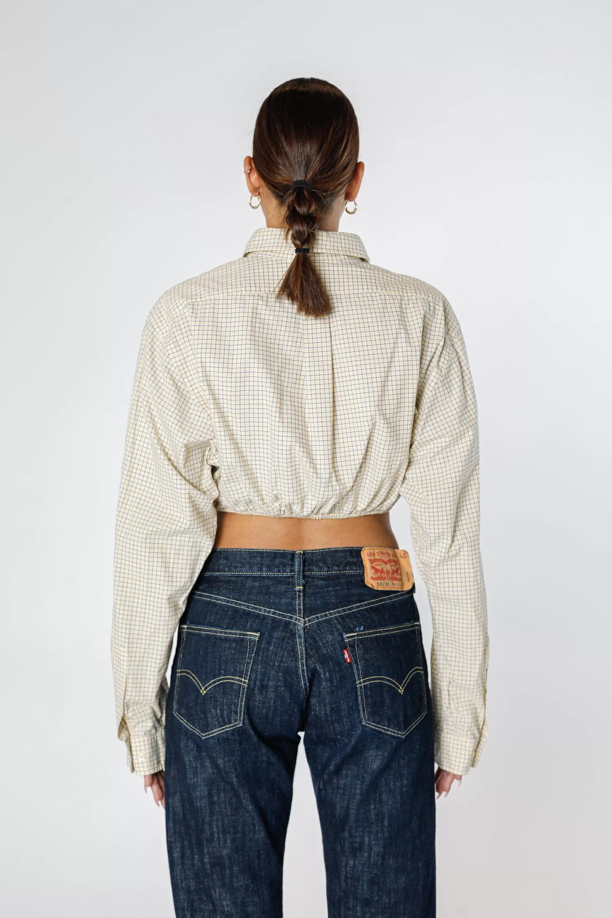 Rework Oxford Cinch Crop Shirt - L