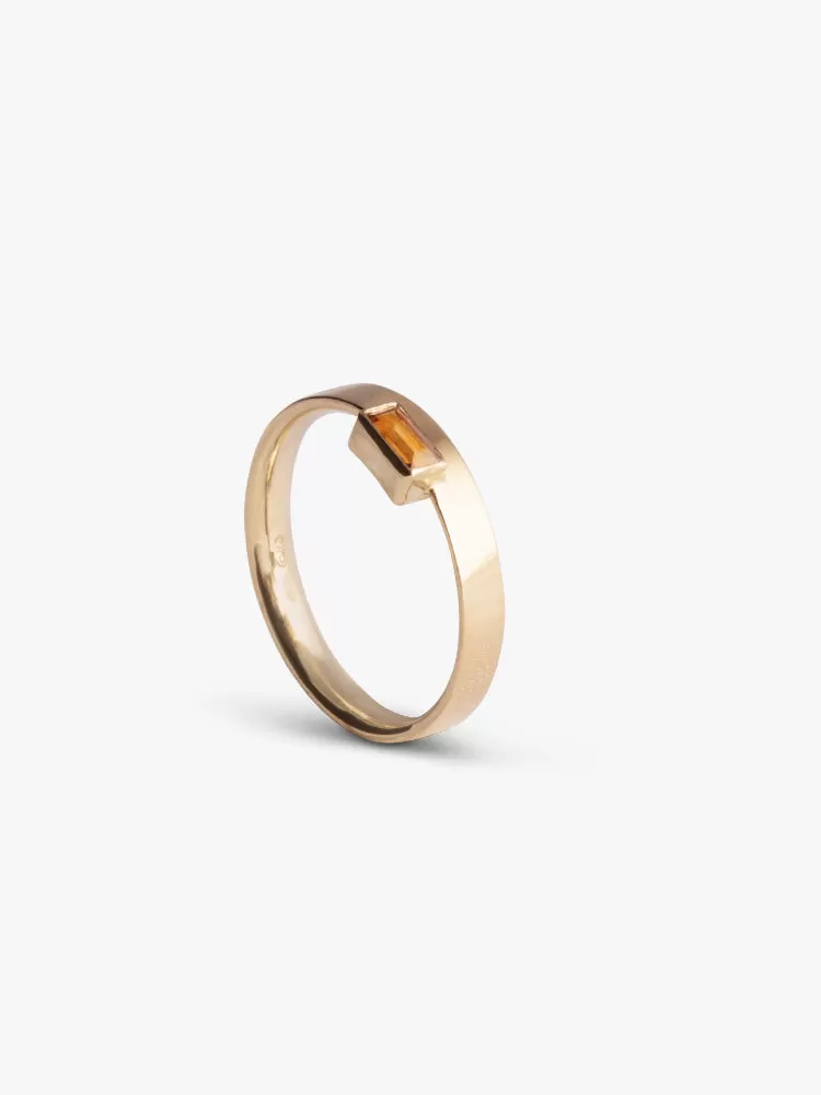 Ring Facet L Citrine 14kt Solid Gold