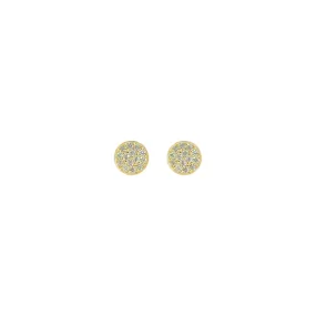 Round Pave Studs - 14K Gold