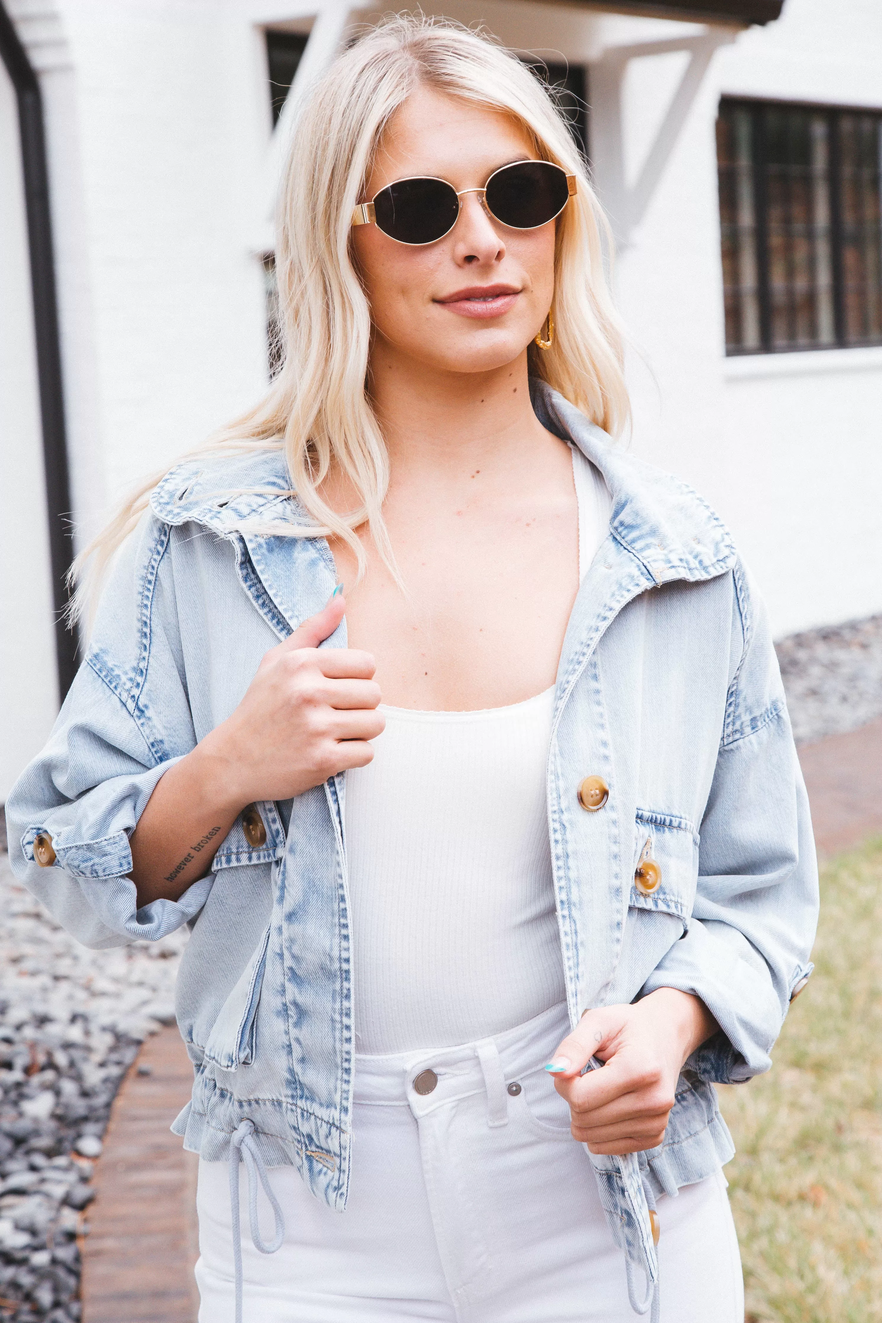 Sara Tencel Denim Utility Jacket, Blue Lagoon | Blank NYC