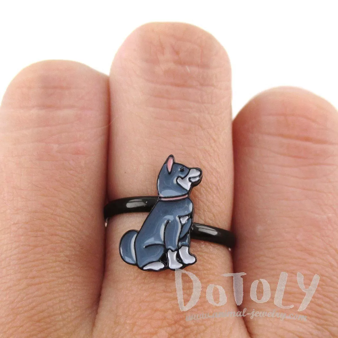 Siberian Husky Puppy Shaped Dog Inspired Adjustable Ring