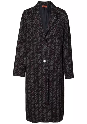 Single Breasted Zig Zag Wool Coat