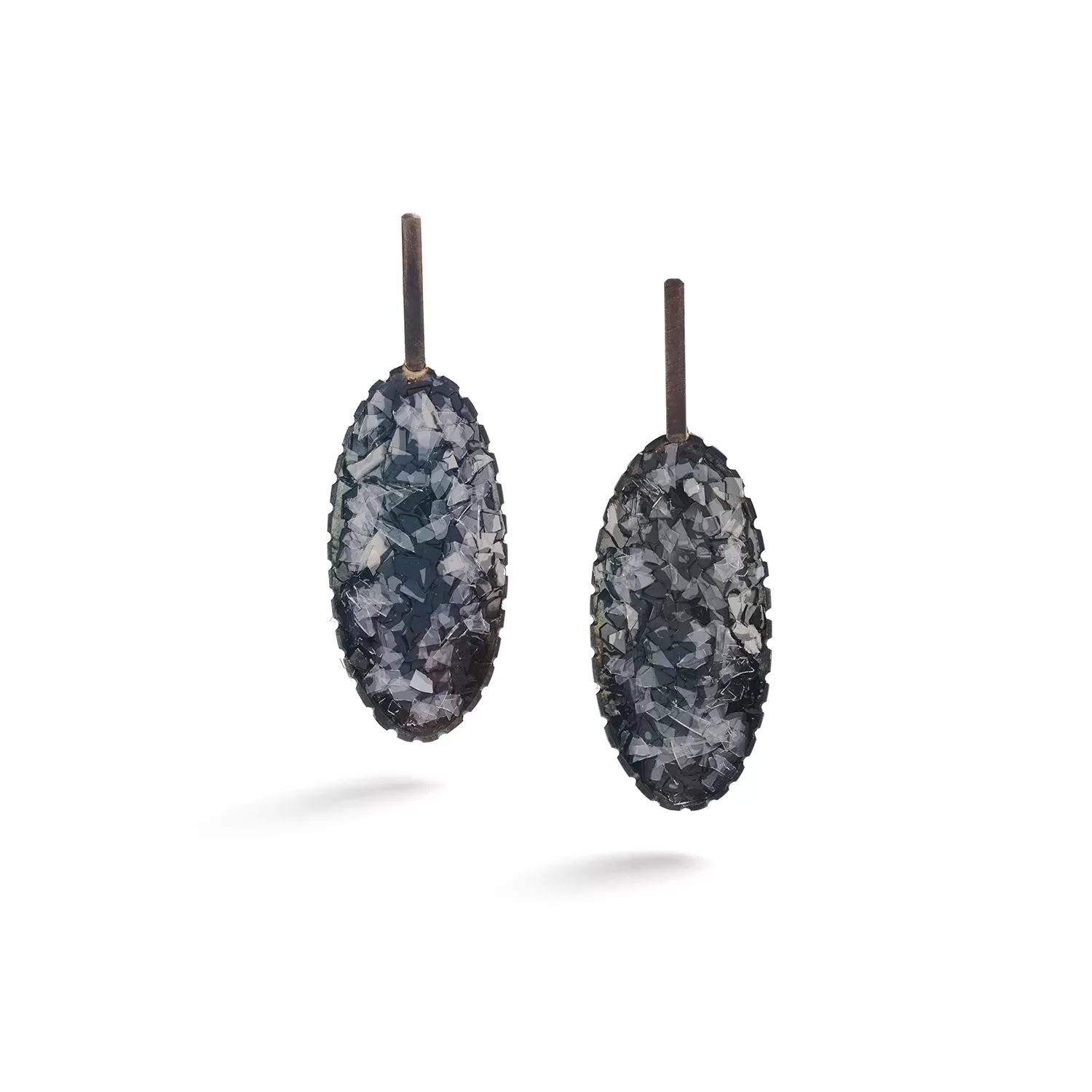 Small Scalloped Earrings with Glass