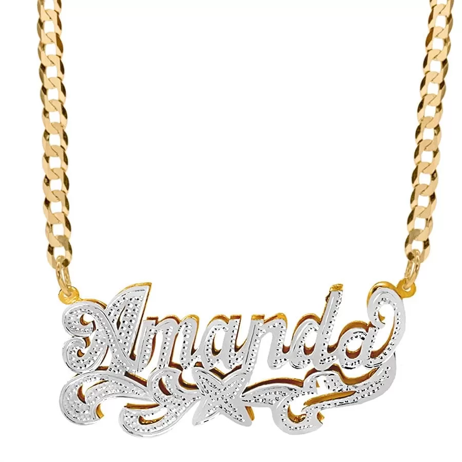 Solid Gold Personalized Double Plated Name Necklace Amanda