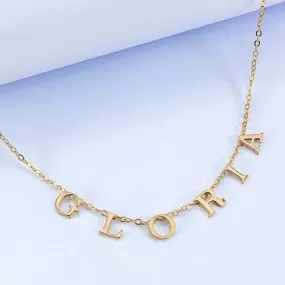 Solid Gold Spaced Letter Name Necklace