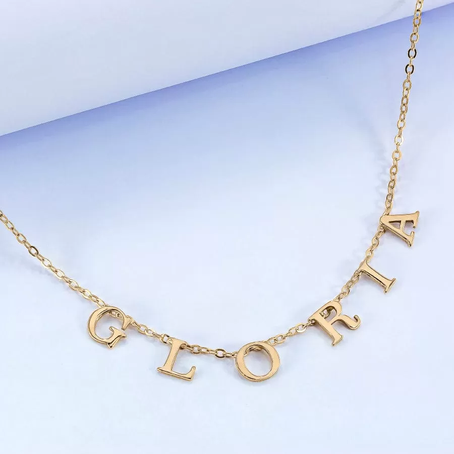 Solid Gold Spaced Letter Name Necklace