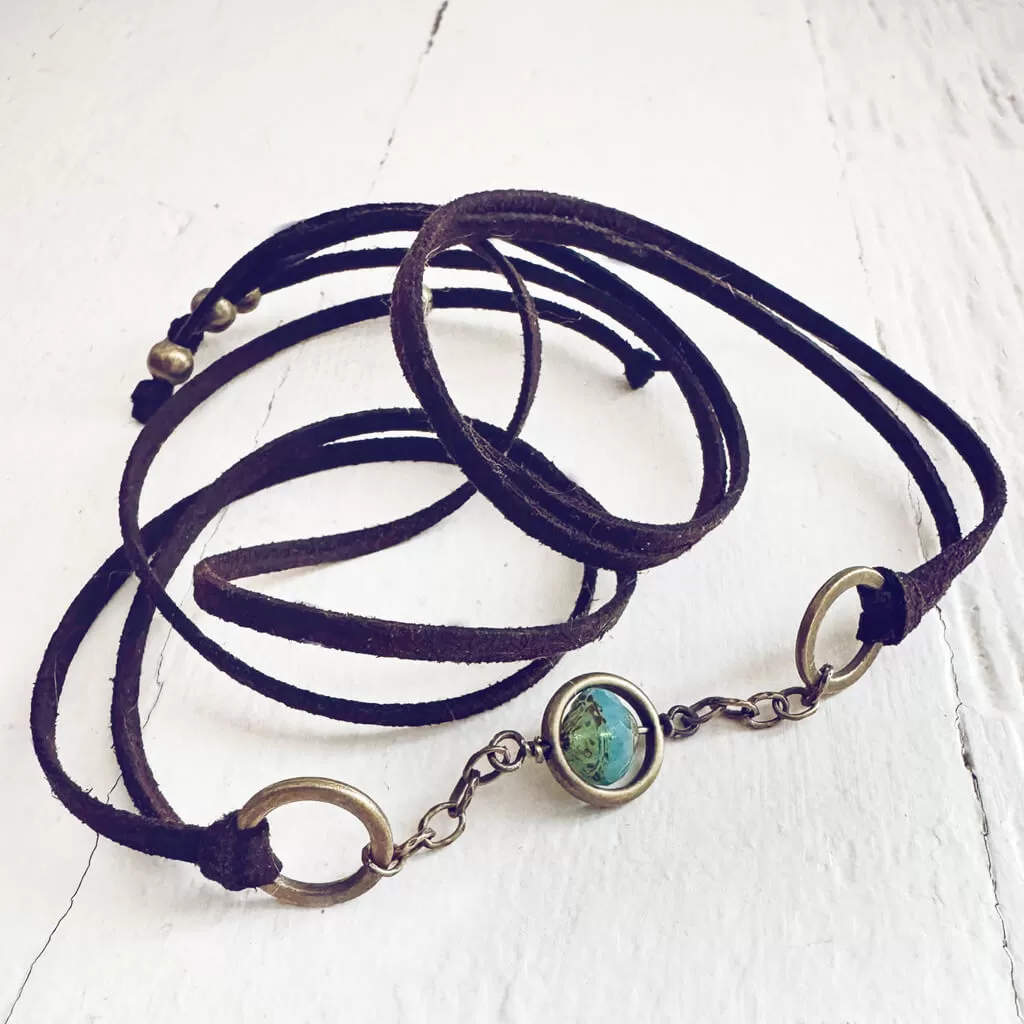 spacecraft // flying saucer czech glass bead choker necklace / wrap bracelet