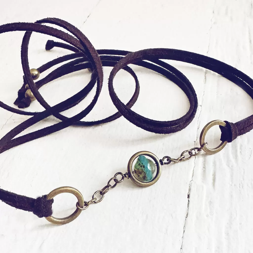 spacecraft // flying saucer czech glass bead choker necklace / wrap bracelet