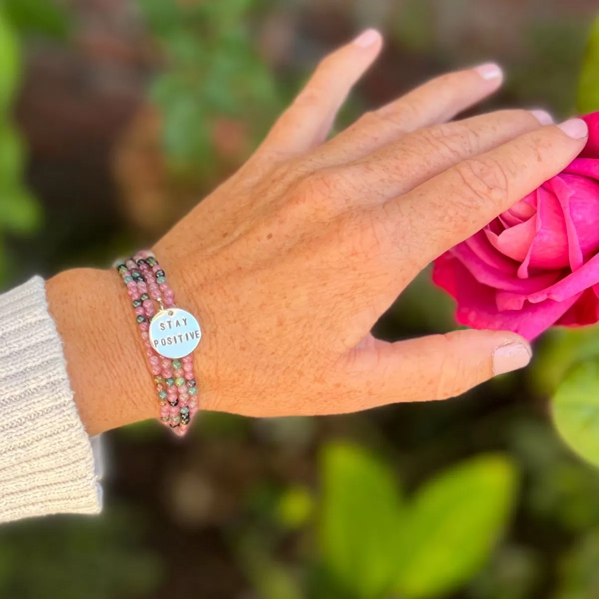 Stay Positive Tourmaline Wrap Bracelet