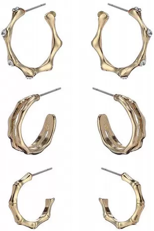 Stud Bamboo Hoop Earring Set